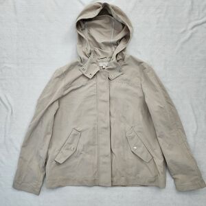 LOFT Women's Full Zip Beige Light Tan Hooded  Lightweight Jacket‎ Large Neutral